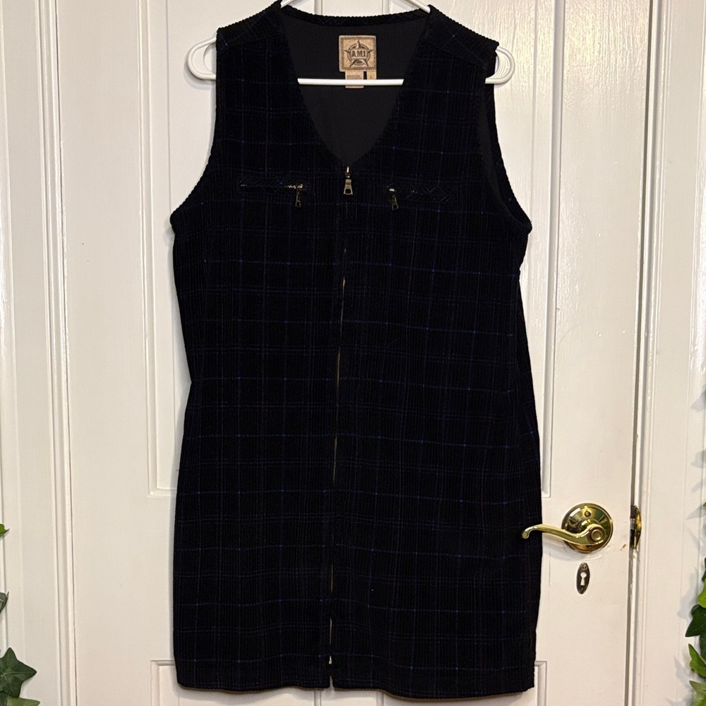 Ami Black Corduroy Mini Dress